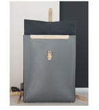 Grey Full Grain Leather 15" Laptop Backpack Bag