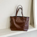 Women's brown Leather Tote Bag With Zipper Soft Leather Purse Soft Tote Bags