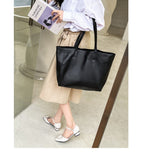 Women's Black Leather Tote Bag With Zipper Soft Black Leather Purse Soft Tote Bags