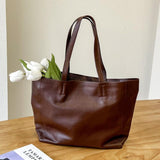 Women's brown Leather Tote Bag With Zipper Soft Leather Purse Soft Tote Bags