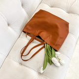 Women's brown Leather Tote Bag With Zipper Soft Leather Purse Soft Tote Bags
