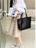Women's Black Leather Tote Bag With Zipper Soft Black Leather Purse Soft Tote Bags