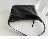 Women's Black Leather Hobo Purse With Zipper Black Leather Hobo Shoulder Bag - Annie Jewel