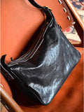 Women's Black Leather Hobo Purse With Zipper Black Leather Hobo Shoulder Bag - Annie Jewel