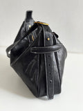 Details of Black Leather Hobo Shoulder Bag - Annie Jewel