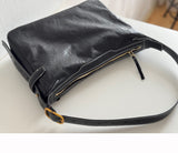 Details of Black Leather Hobo Shoulder Bag - Annie Jewel
