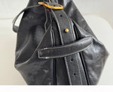 Details of Black Leather Hobo Shoulder Bag - Annie Jewel