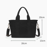 Women's Zippered Canvas Tote Bag Black Canvas Tote Cotton