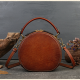 Bunny Embossed Bag Circle Leather Handbag Canteen Crossbody Bag