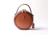 brown Round Purse Leather Round Bag Circle Leather Purse Womens
