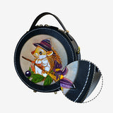 Handcraft Leather Carving Hedgehog Bag Leather Round Bags Purse