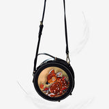 Handcraft Leather Carving Reindeer Bag Leather Round Bags Purse