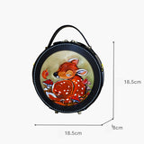 Handcraft Leather Carving Reindeer Bag Leather Round Bags Purse