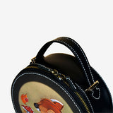Handcraft Leather Carving Cat Bag Leather Round Bags Purse