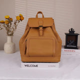 Small Leather Backpacks For Ladies brown Drawstring Leather Small Backpack Women's