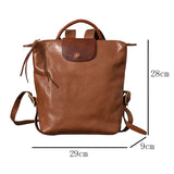 Brown Leather Rucksack Ladies Genuine Leather Backpack Womens Brown