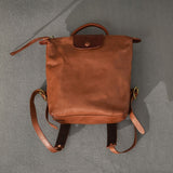 Brown Leather Rucksack Ladies Genuine Leather Backpack Womens Brown