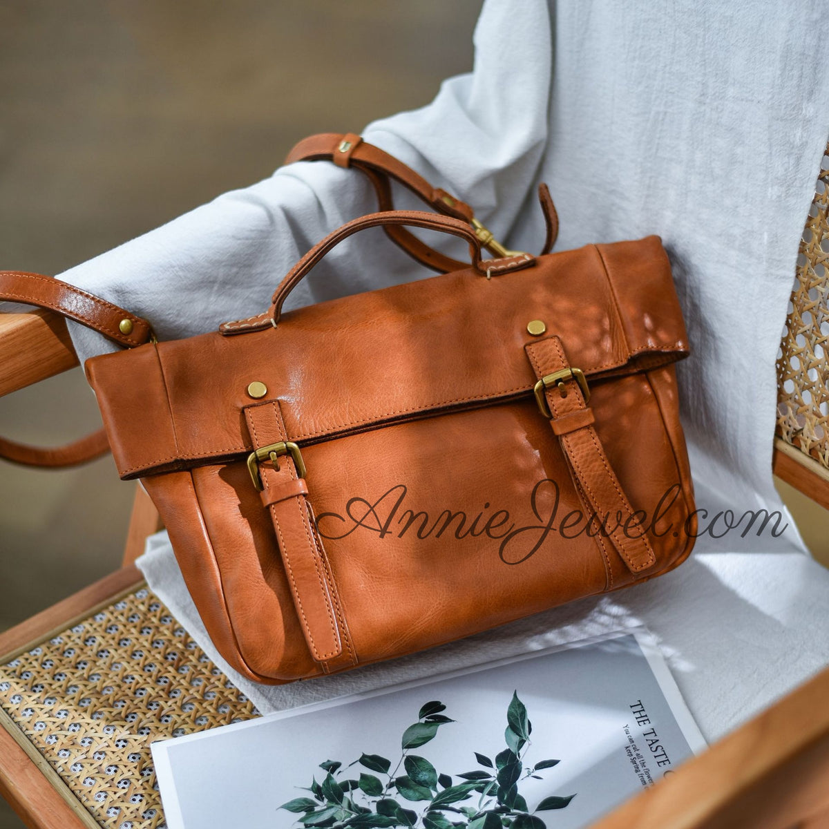 Vintage Leather Satchel Bag Genuine Leather Flap Satchel With
