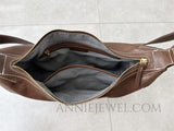 Detail of Genuine Leather Hobo Bag Brown Women's