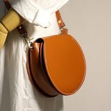 Round Leather Crossbody Bag