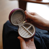 Leather Mini Round Jewelry Ring Zip Case