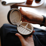 Leather Mini Round Jewelry Ring Zip Case