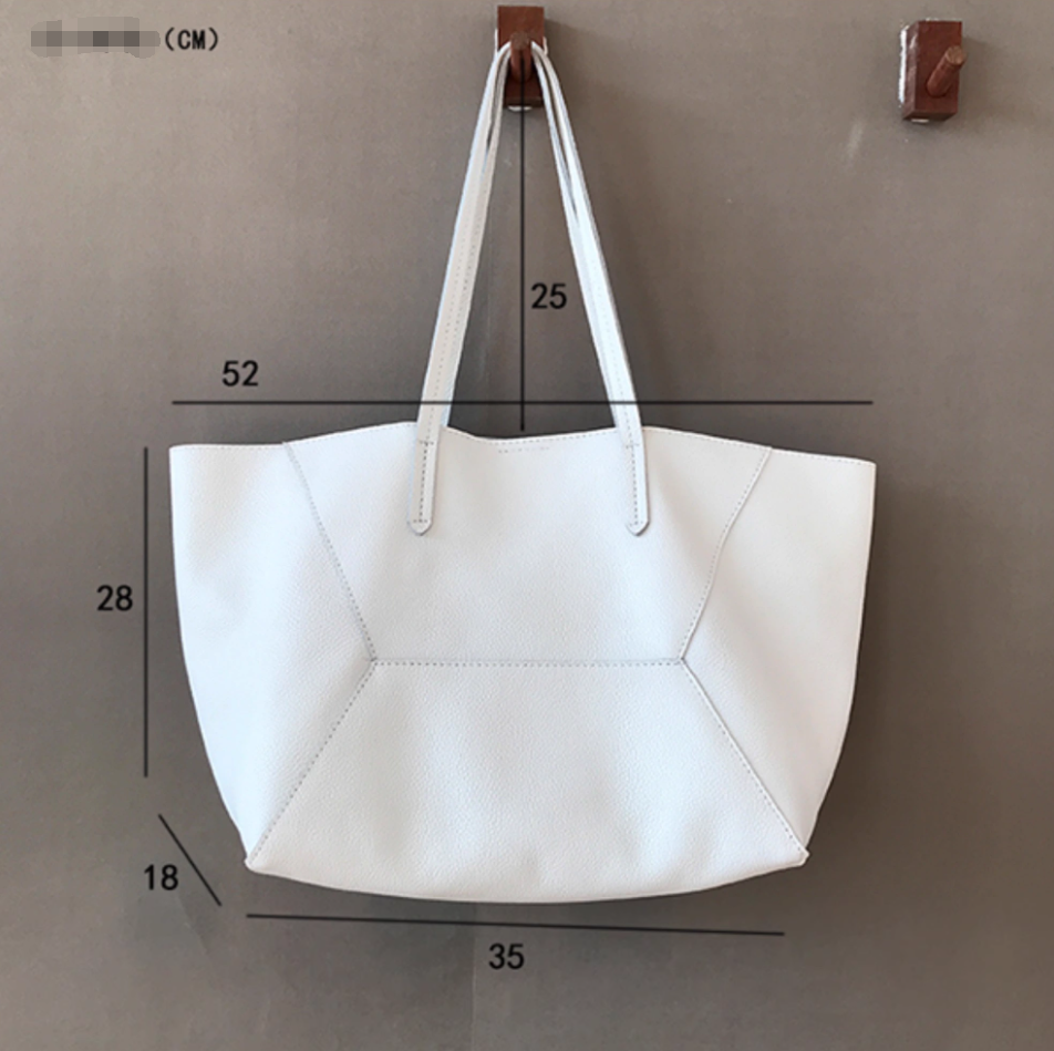 SCRE:EN ＜TOTE BAG＞（ white ） Genuine Leather Tote Bags For Women White Leather Tote Bag Large