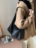 Black Slouchy Purse Women's Black Leather Hobo Tote Bag Black Hobo Shoulder Bag
