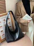 Black Slouchy Purse Women's Black Leather Hobo Tote Bag Black Hobo Shoulder Bag