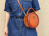 leather round bag circle leather purse round purse leather