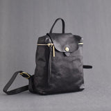 Ladies Black Leather Backpack Small Leather Black Backpack Womens