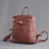 Brown Leather Rucksack Ladies Genuine Leather Backpack Womens Brown