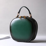 green Round Purse Leather Circle Bag Circle Leather Handbag For Ladies