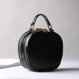 Black Round Purse Leather Circle Bag Circle Leather Handbag For Ladies
