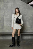 Women's Black Leather Hobo Tote Bag Black Hobo Shoulder Bag Leather Hobo Crossbody