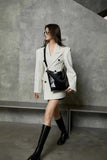 Women's Black Leather Hobo Tote Bag Black Hobo Shoulder Bag Leather Hobo Crossbody