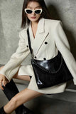 Women's Black Leather Hobo Tote Bag Black Hobo Shoulder Bag Leather Hobo Crossbody
