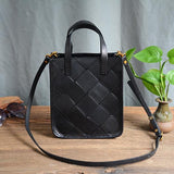 black Leather Mini Tote Bag Mini Leather Tote Handbags Small Leather Tote Womens