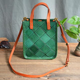 green Leather Mini Tote Bag Mini Leather Tote Handbags Small Leather Tote Womens