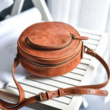 round leather purse Round Leather Crossbody Bag