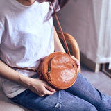 round leather purse Round Leather Crossbody Bag