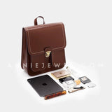 Small Brown Leather Backpack Womens Genuine Leather Satchel Backpack