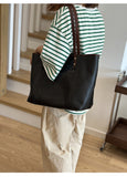 black leather tote bag Genuine Leather Tote With Zipper Womens