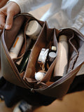 Genuine Leather Makeup Cosmetic&Toiltery Bags Purse Pouch