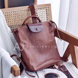 Brown Leather Rucksack Ladies Genuine Leather Backpack Womens Brown