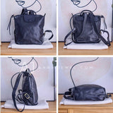 black Leather Rucksack Ladies Genuine Leather Backpack Womens Brown