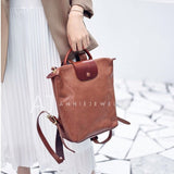 Brown Leather Rucksack Ladies Genuine Leather Backpack Womens Brown