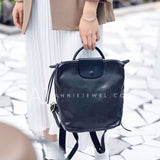Ladies Black Leather Backpack Small Leather Black Backpack Womens