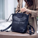 Ladies Black Leather Backpack Small Leather Black Backpack Womens