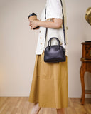 Genuine Leather Dome Crossbody Bag
